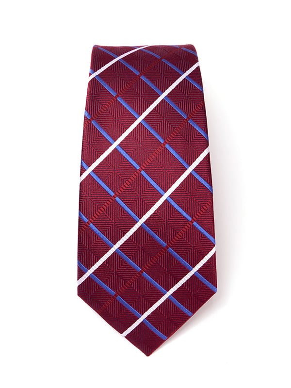 Como Checks Dark Maroon Silk Tie
