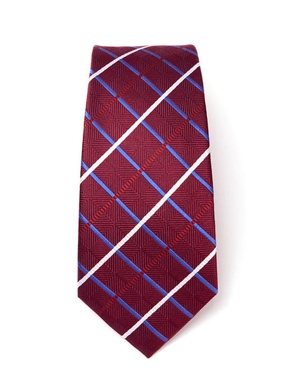Como Checks Dark Maroon Silk Tie