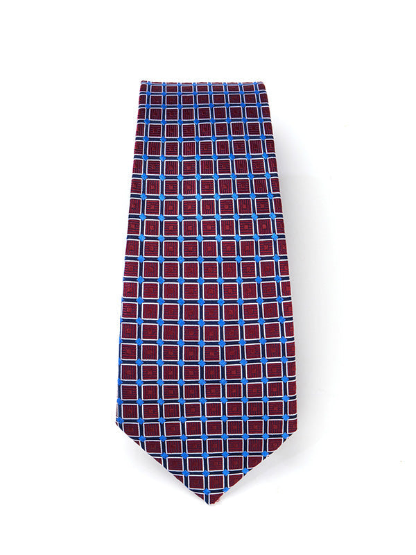 Como Checks Dark Maroon Silk Tie