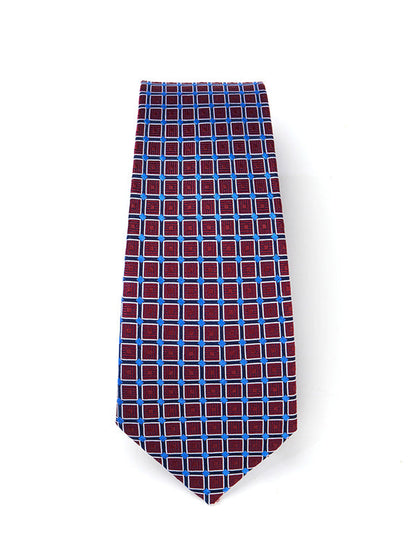 Como Checks Dark Maroon Silk Tie