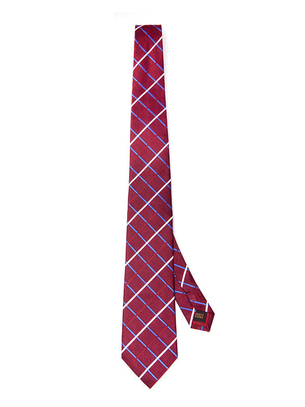 Como Checks Dark Maroon Silk Tie
