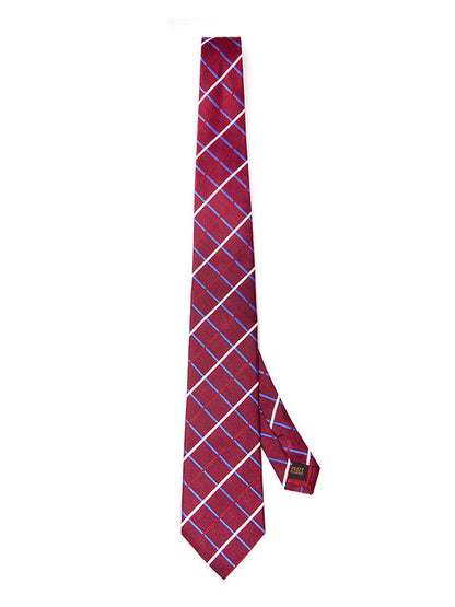 Como Checks Dark Maroon Silk Tie