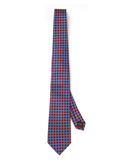 Como Checks Dark Maroon Silk Tie
