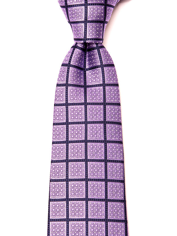 Como Checks Medium Purple Silk Tie