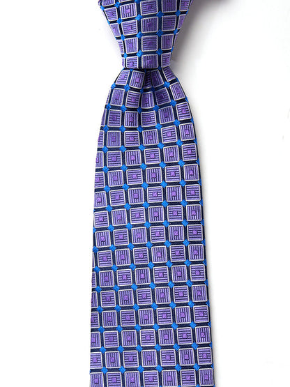 Como Checks Medium Purple Silk Tie