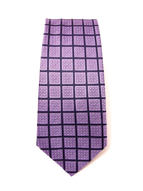 Como Checks Medium Purple Silk Tie