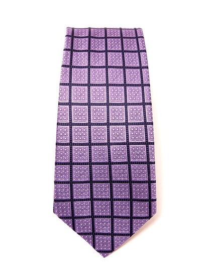 Como Checks Medium Purple Silk Tie