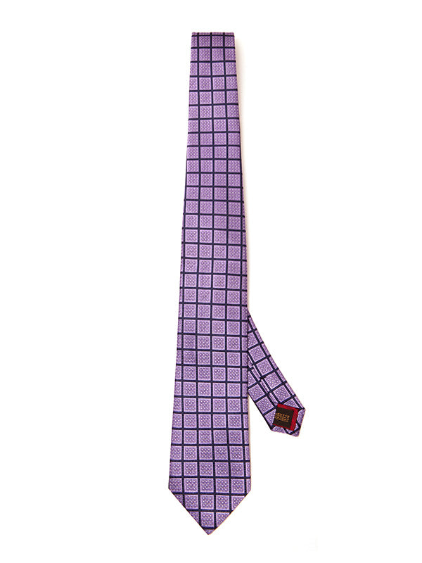 Como Checks Medium Purple Silk Tie