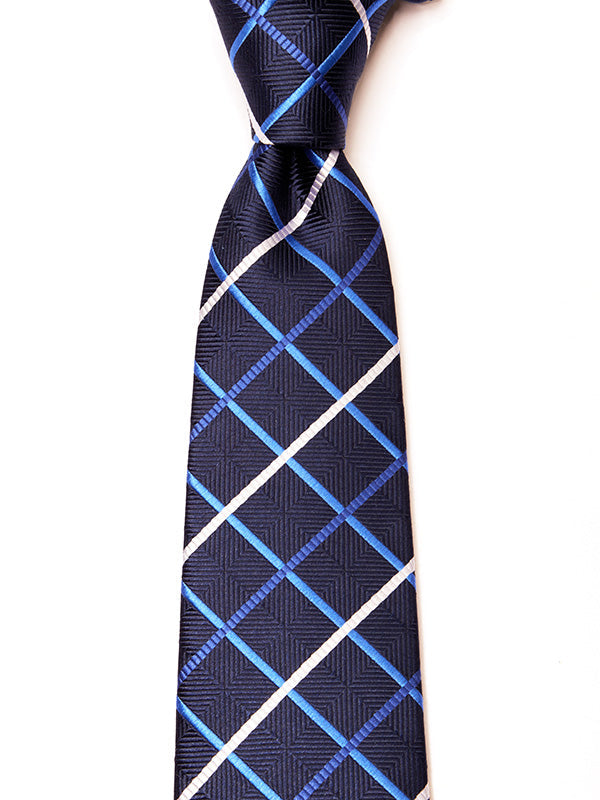 Como Checks Navy Silk Tie