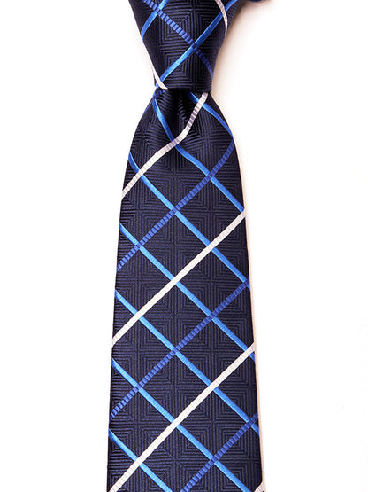 Como Checks Navy Silk Tie
