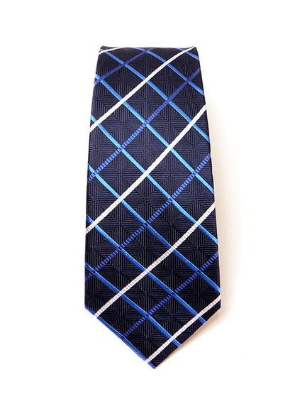 Como Checks Navy Silk Tie