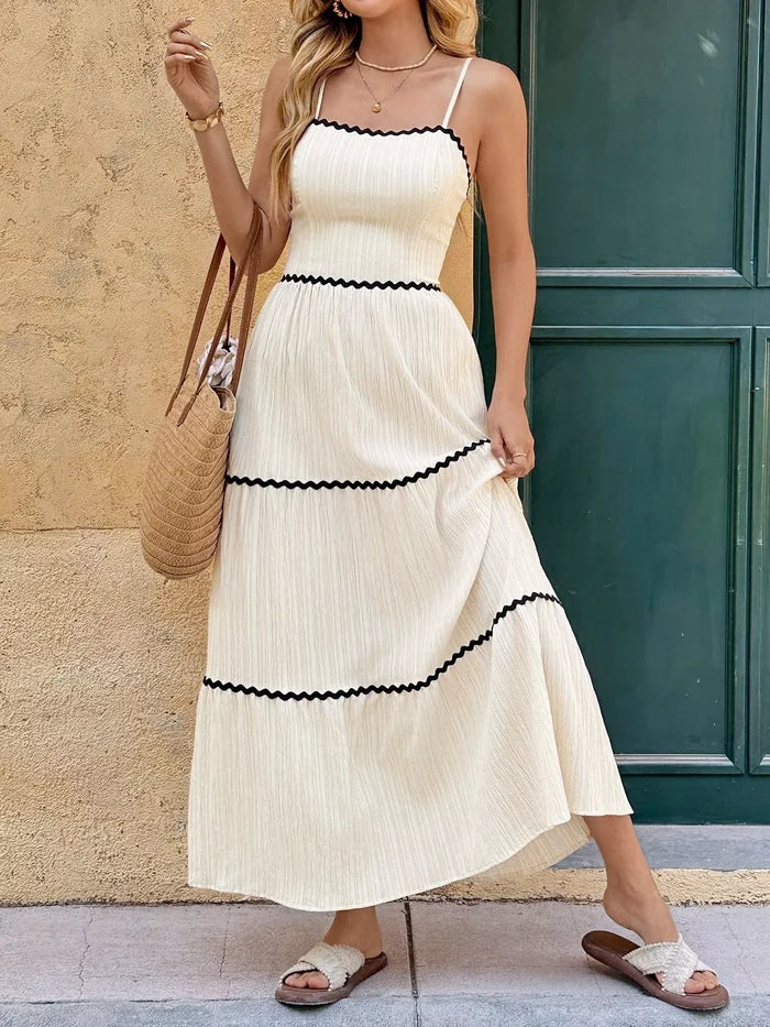 Contrast Trim Tiered Cami Dress