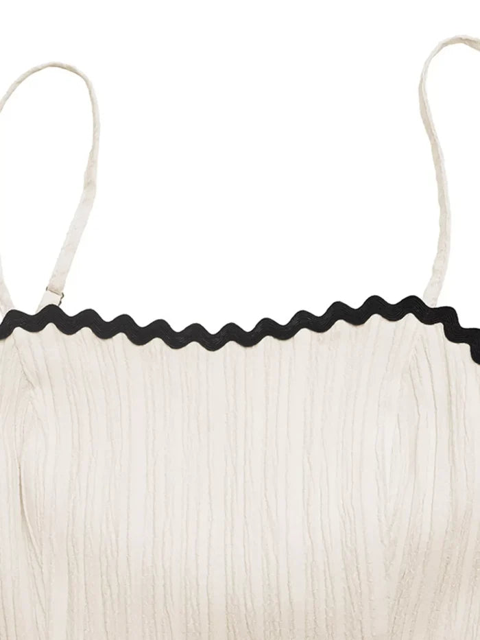 Contrast Trim Tiered Cami Dress