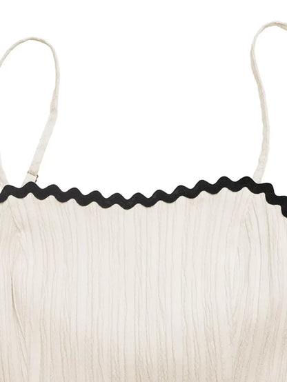 Contrast Trim Tiered Cami Dress