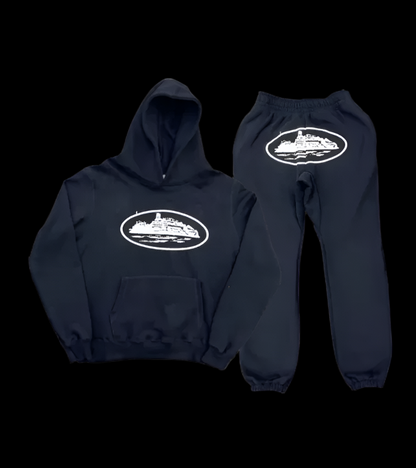 Corteiz Alcatraz Black Hoodie Set
