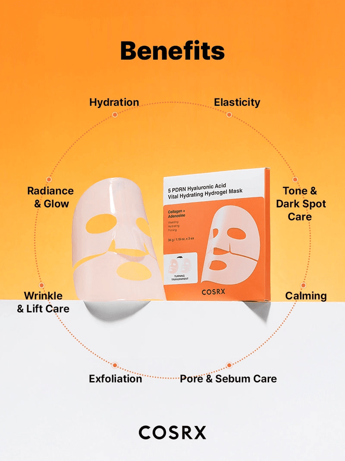 Cosrx 5 PDRN Hyaluronic Acid Vital Hydrating Hydrogel Mask (1 Sheet) قناع هيدروجيل مرطب حيوي بحمض الهيالورونيك من كوسركس 5 PDRN - Princess Cosmetics Qatar