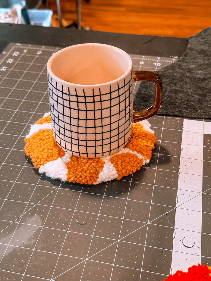 Cow Print Punch Needle Mug Coaster image 0