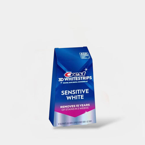 Crest 3D Whitestrips Sensitive Teeth Whitening Kit (18 Treatments,36 Strips) مجموعة تبييض الأسنان الحساسة من كريست 3D وايت ستريبس - Princess Cosmetics Qatar