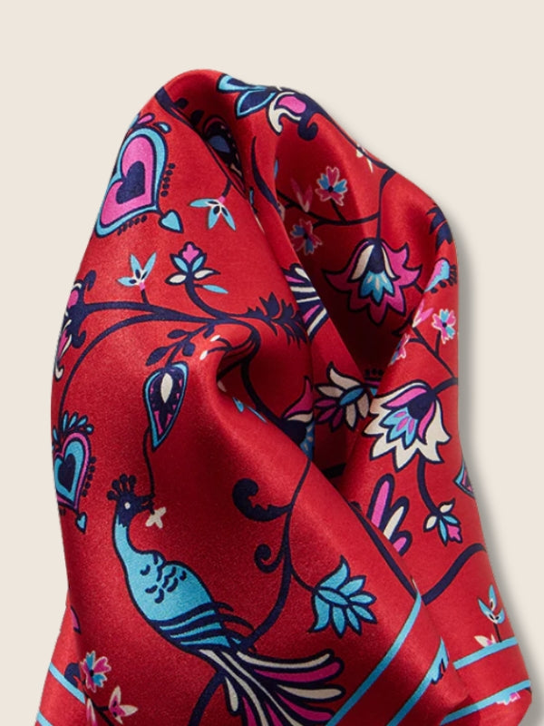 Dark Red All Over Silk Pocket Square