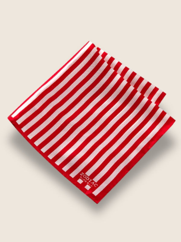 Dark Red Striped Silk Pocket Square