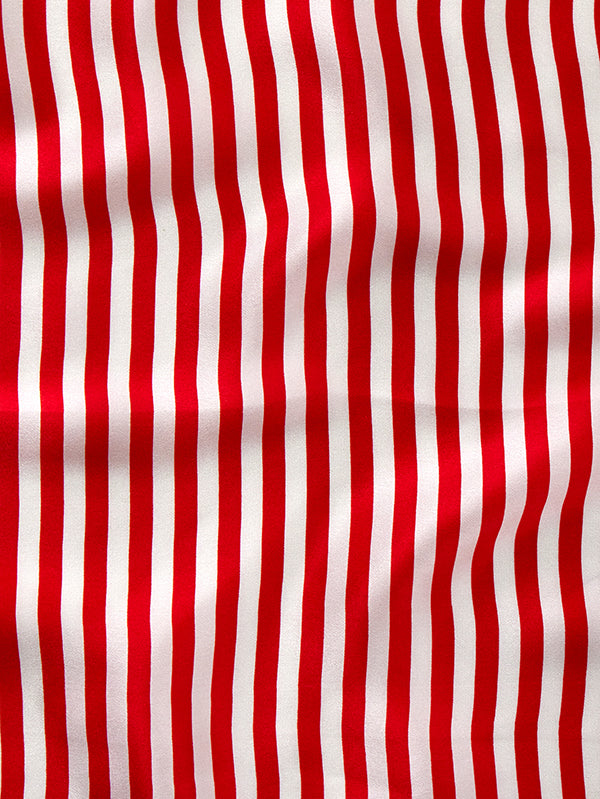 Dark Red Striped Silk Pocket Square