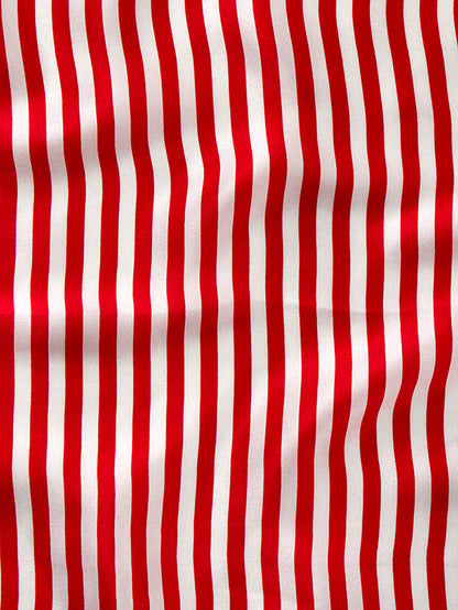Dark Red Striped Silk Pocket Square
