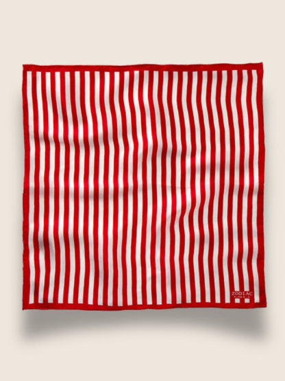 Dark Red Striped Silk Pocket Square