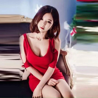 Dazzling Low Cut Off Shoulder Base Mini Skirt Dress
