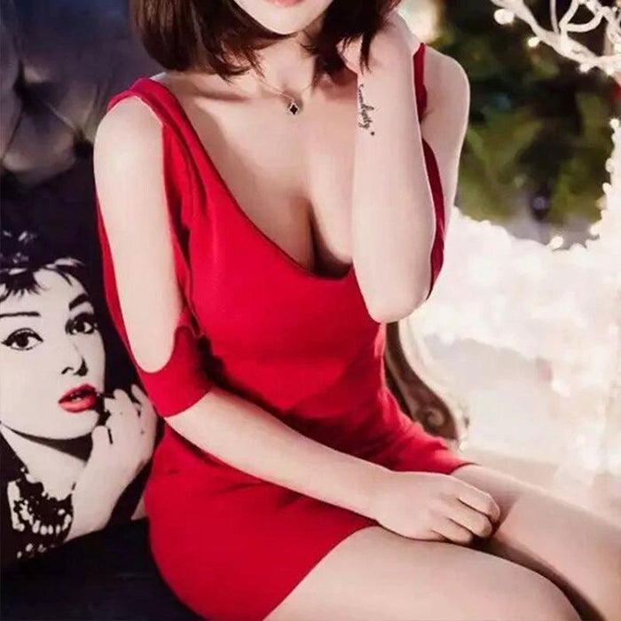 Dazzling Low Cut Off Shoulder Base Mini Skirt Dress