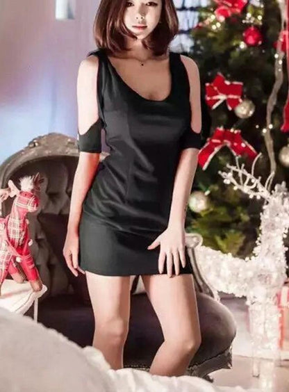 Dazzling Low Cut Off Shoulder Base Mini Skirt Dress