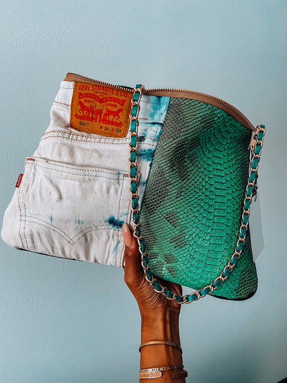 Denim Money Green Clutch image 2