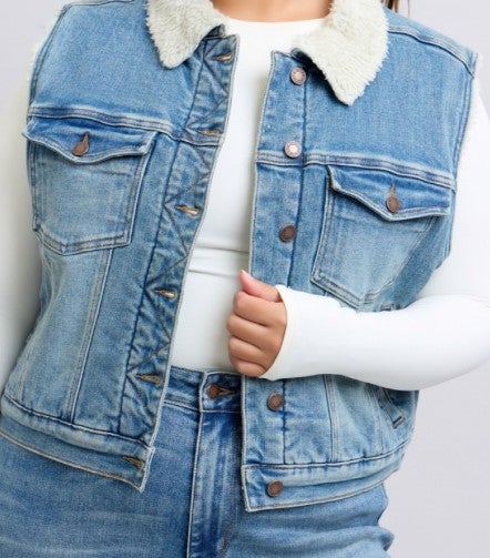 Denim & Shearling Vest