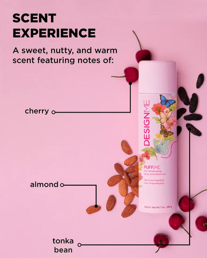 DesignMe Puff.ME dry texture spray bottle with scent, 245ml, for adding volume and texture to hair in a beauty styling setting.