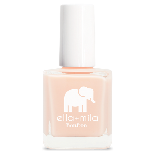Dessert Island nude nail polish with soft shimmer, bottle – ella+mila