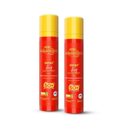 Detan+ Dewy Gel Sunscreen SPF 50+ PA++++ with 2% Kojic-Hyaluron Complex™ & Wild Berries - 50 g(Pack of 2)