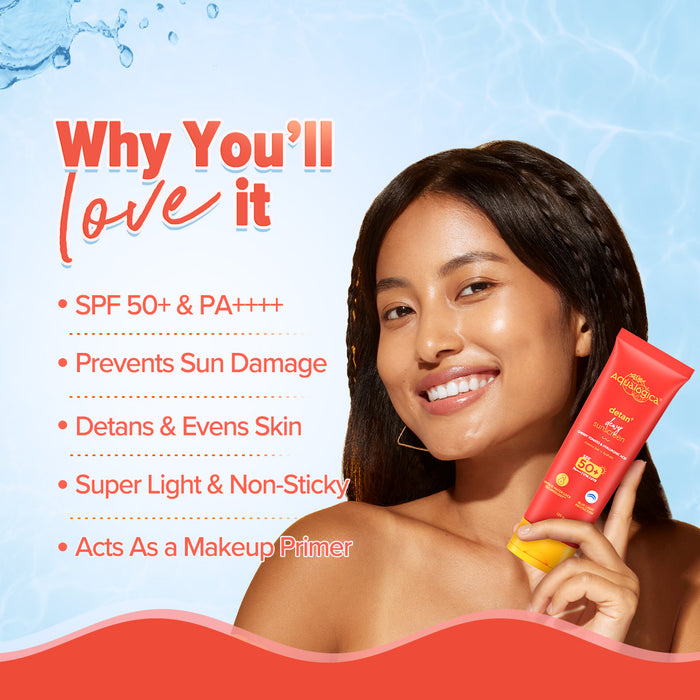 Detan sunscreen SPF 50 prevents sun damage