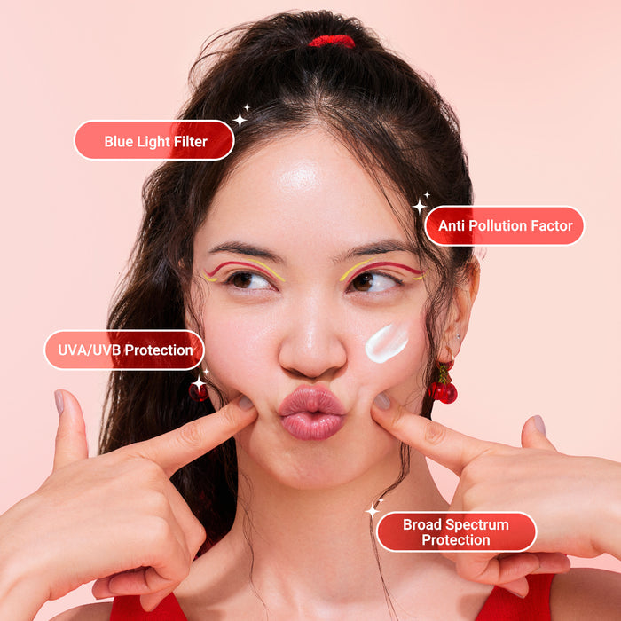 Detan sunscreen model applying texture smooth