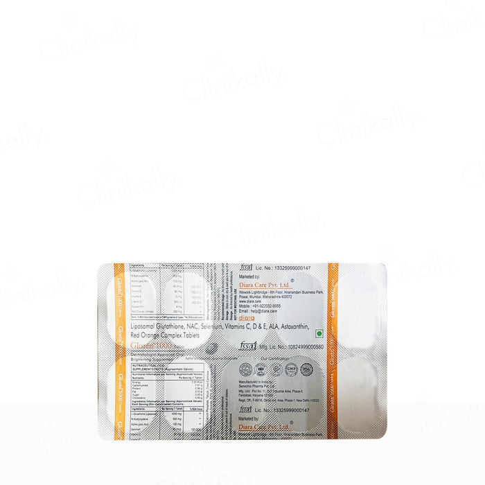 Diara Gloren 1000 Liposomal Glutathione Nutraceutical Tablet