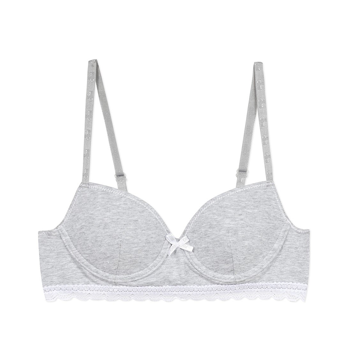 Dim Girls Trendy Girls' Stretch Cotton Moulded Cup Grey Bra