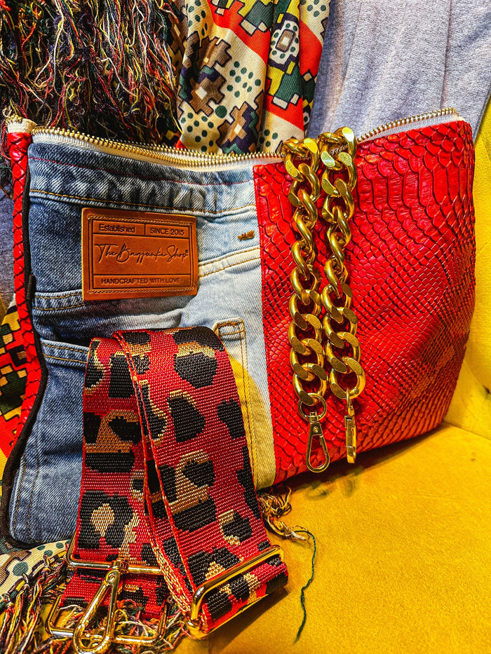 Dirty Red Denim Clutch image 2