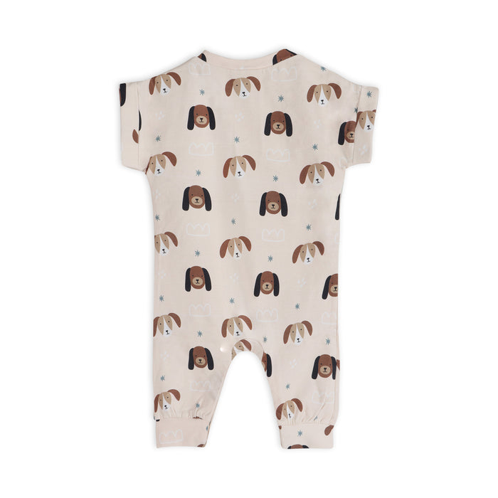 Doggies Kangaroo Pocket Baby Jumpsuit Back (Organic Jersey)