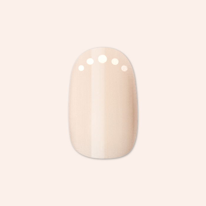 Dotted French | Short | Round - Tab Press-On neutral beige press-on nail with chic white polka dot French tip design