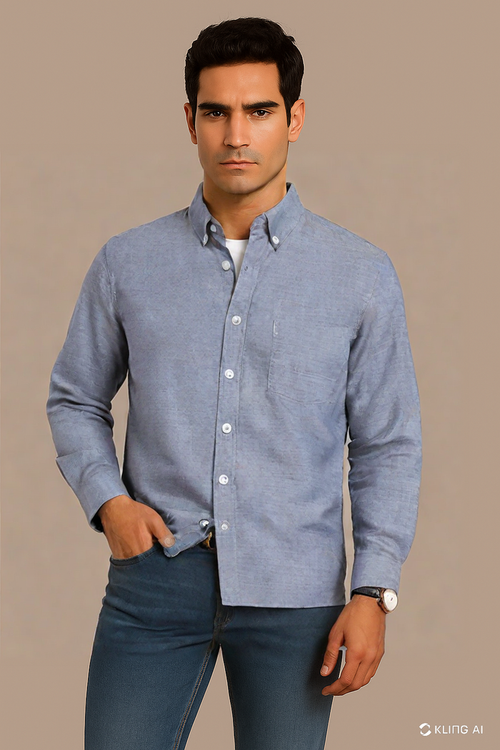 Double Tone Light Grey Oxford Shirt