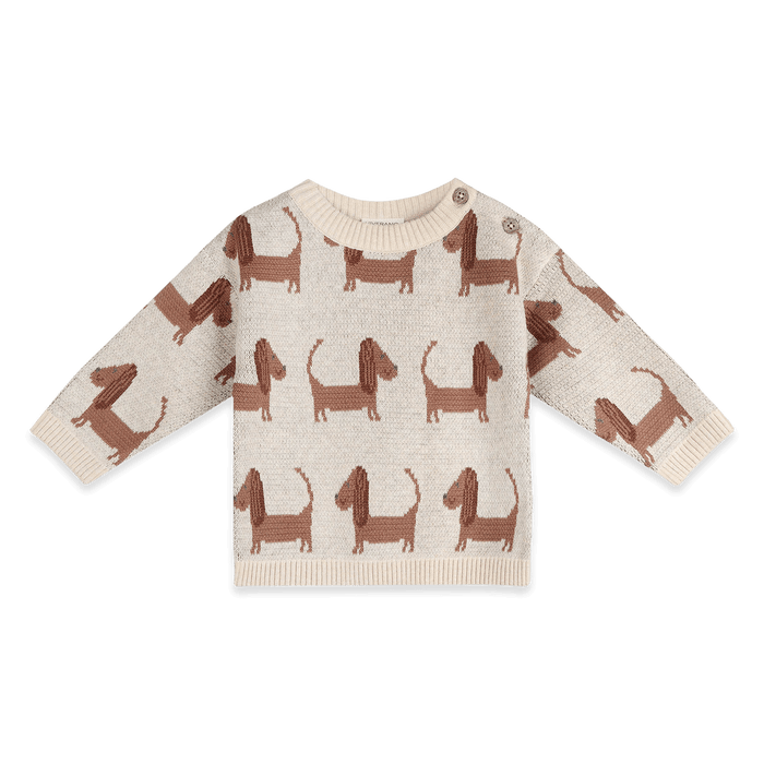 Doxie Dog Jacquard Knit Baby Pullover, Organic Cotton