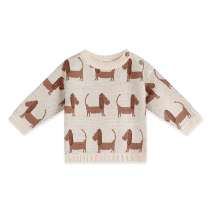 Doxie Dog Jacquard Knit Baby Pullover, Organic Cotton