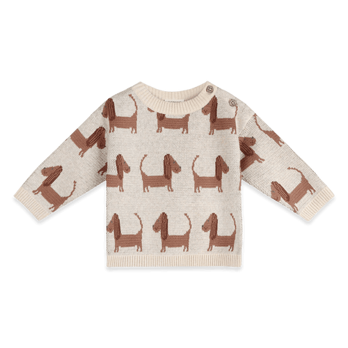 Doxie Dog Jacquard Knit Baby Pullover, Organic Cotton