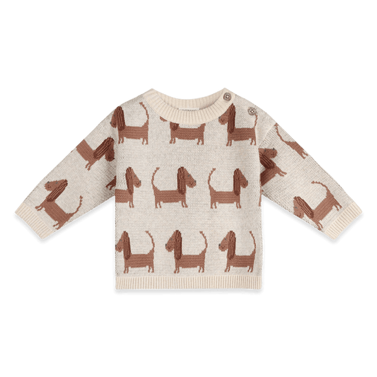Doxie Dog Jacquard Knit Baby Pullover, Organic Cotton
