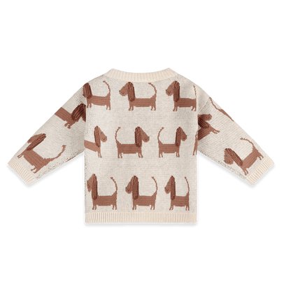 Organic Cotton Doxie Dog Jacquard Knit Baby Pullover, Back