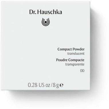 Dr. Hauschka Compact Powder in shade 00, open to show pressed powder with a smooth, natural finish for a beauty makeup look.
