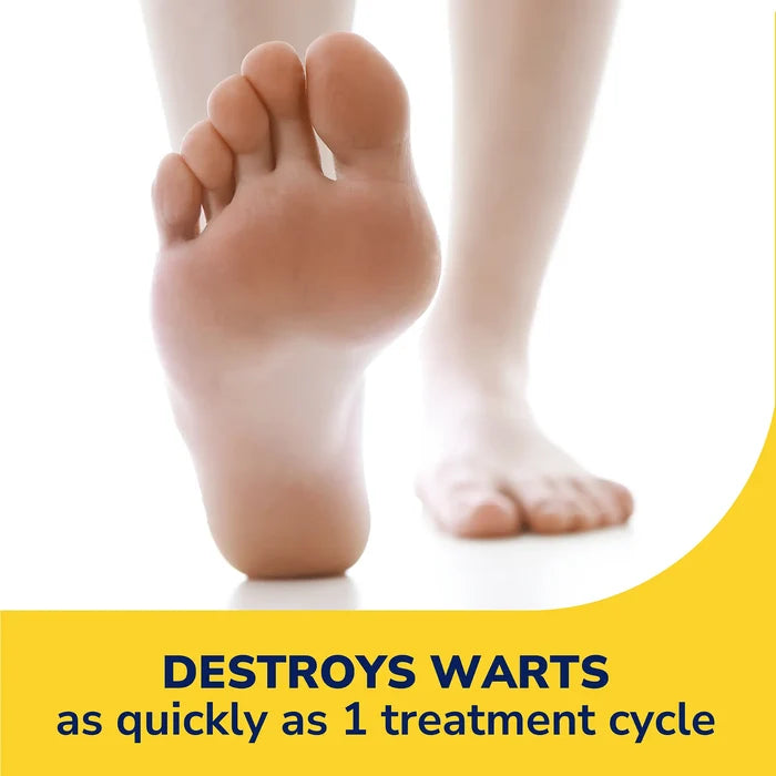 Bare foot with wart-removal treatment message in promotional layout